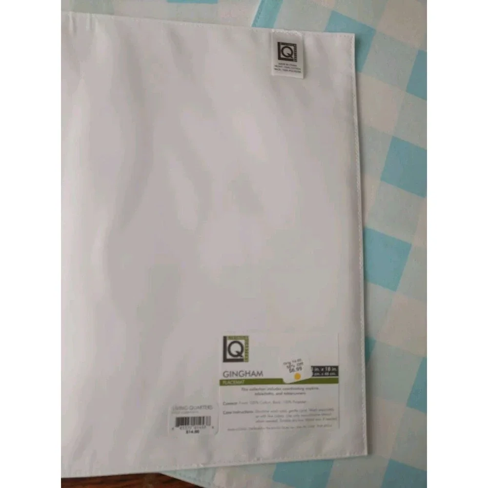 GINGHAM CHECK (6) Living Quarters Gingham Placemats Set Of 6 NWT